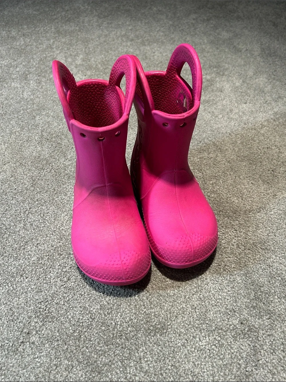 CROCS Kids Bright Pink Pull-On Rain Boots